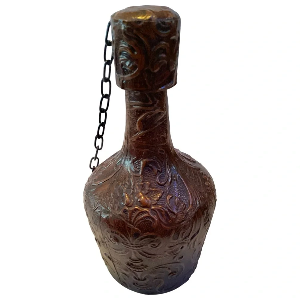 Vintage Spanish Matador Leather Wrap J Albinana Bottle Jug w/ Cork